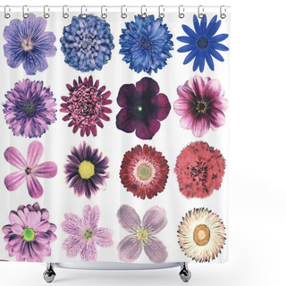 Personality  Various Vintage Retro Flowers Collection Isolated On White Shower Curtains
