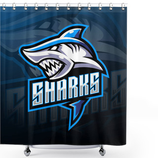 Personality  Shark Esport Mascot Logo Design Shower Curtains