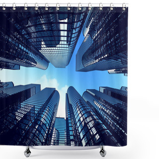 Personality  Business Towers With Fisheye Lens Effect. Shower Curtains