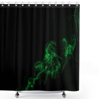 Personality  Abstract Black Background With Green Mystical Smoke Shower Curtains