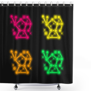 Personality  Astronomy Four Color Glowing Neon Vector Icon Shower Curtains