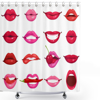 Personality  Lips Cartoon Set Shower Curtains