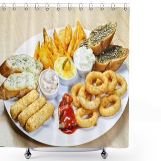 Personality  Plate With Different Kinds Of Appetizers Shower Curtains
