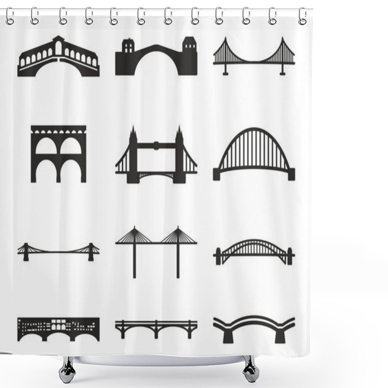 Personality  Bridge Icons Black & White Shower Curtains