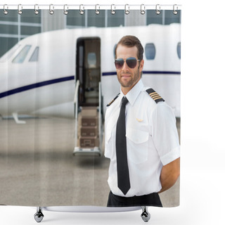 Personality  Confident Pilot Wearing Sunglasses Shower Curtains