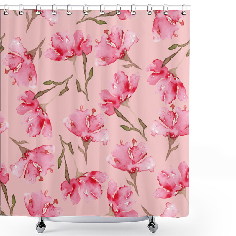 Personality  Watercolor Flowers Seamless Pattern Shower Curtains