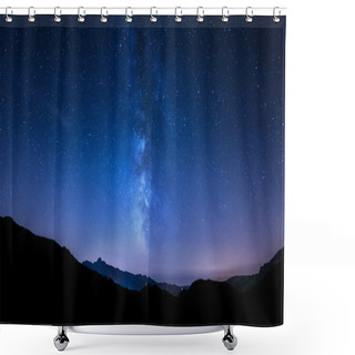 Personality  Night Sky Stars. Milky Way. Mountain Background Shower Curtains