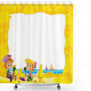 Personality  Children On The Beach Playing In Sand Sailboats Shower Curtains