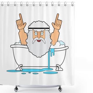Personality  Archimedes In Bath. Thumbs Up Eureka. Ancient Greek Mathematician, Physicist. Great Discovery Shower Curtains