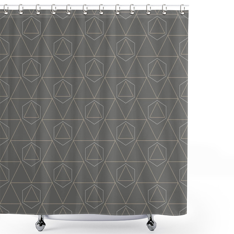 Personality  Repetitive Elegant Vector Hex, Repeat Pattern. Seamless Asian Graphic Continuous Array Texture. Repeat Ornate Symmetrical, Art  Shower Curtains