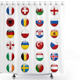 Personality  Flags Of Europe. Vector Illustration. Shower Curtains