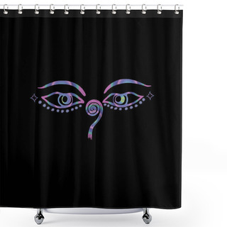 Personality  Color IIlustration Of Buddha Eyes. Enlightened Buddhas Look. Shower Curtains