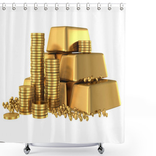 Personality  3d Gold Bars And Coins Shower Curtains