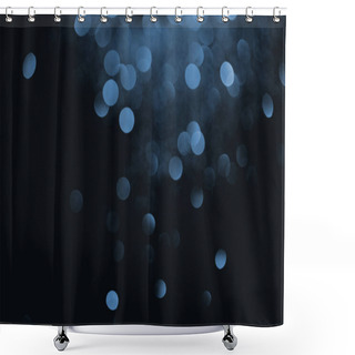 Personality  Blue Decorative Bokeh On Black Background  Shower Curtains
