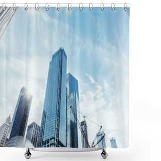 Personality  Low Angle View Of Skyscrapers And Cloudy Sky In New York, Usa Shower Curtains