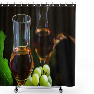 Personality  Yellow Grappa, Italian Vodka In Traditional Shot Glasses Shower Curtains