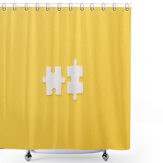 Personality  Top View Of White Puzzle Pieces On Yellow Background Shower Curtains