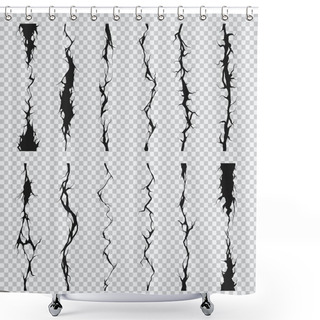 Personality  Broken Wall Crack, Cleft And Crackles Set, Vector Repeatedly Seamless Fissures And Fractures. Concrete Cracks Or Ground Crackles With Break Texture Effect, Earthquake Or Damage Cleft Holes On Surface Shower Curtains