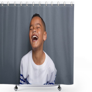 Personality  Excited Little Boy Laughing Shower Curtains