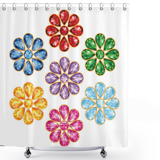 Personality  Seven Precious Flower Shower Curtains