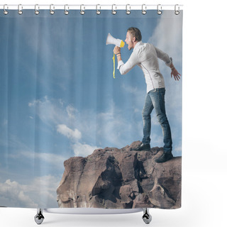 Personality  Boy Screaming On The Megaphone Shower Curtains