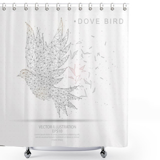 Personality  Bird Shape Digitally Drawn Low Poly Wire Frame. Shower Curtains