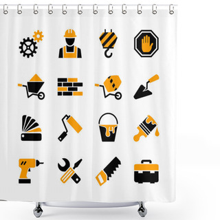 Personality  16 Web Icons Set - Building, Construction, Repair And Decoration Shower Curtains