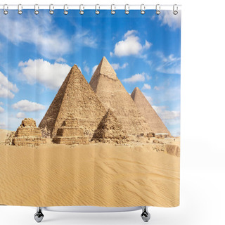 Personality  Egypt, The Great Pyramids Of Giza View Shower Curtains