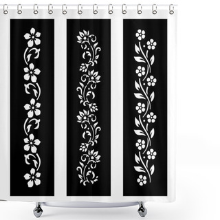 Personality  Black And White Floral Cut File With Temporary Tattoo Design Shower Curtains