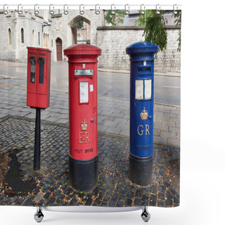 Personality  Red British Mail Box On A City Street Shower Curtains