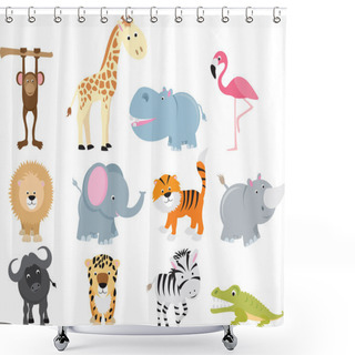 Personality  Cute Wild Safari Animal Cartoon Set Shower Curtains