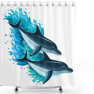 Personality  Couple Of Dolphins Swimming Shower Curtains