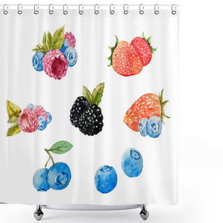 Personality  Watercolor Berries Set Shower Curtains