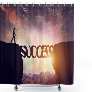 Personality  SUCCESS Word Bridge Shower Curtains