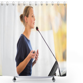 Personality  Business Woman Giving A Presentation Shower Curtains