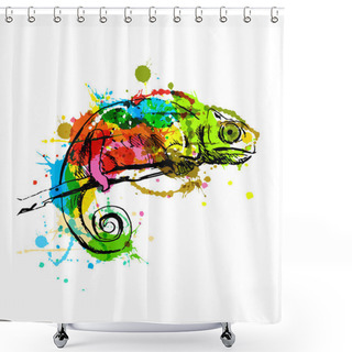 Personality  Colored Hand Sketch Chameleon Shower Curtains