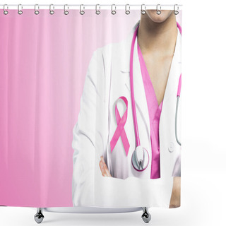 Personality  Nurse With Pink Ribbon Shower Curtains