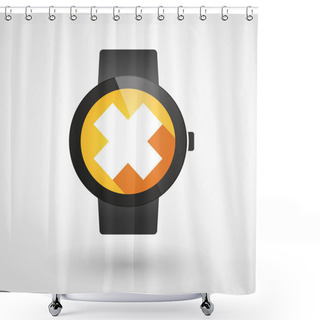 Personality  Smart Watch Icon With An Irritating Substance Sign Shower Curtains
