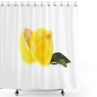 Personality  Halved Lemon With Leaves Shower Curtains