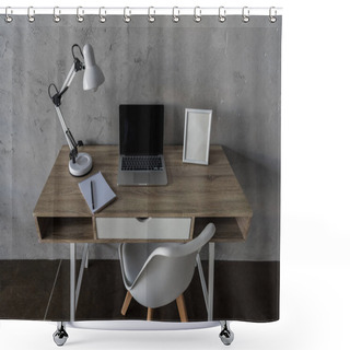 Personality  Workplace With Laptop Computer Shower Curtains