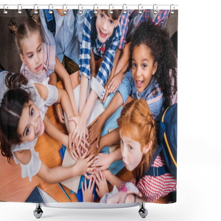 Personality  Kids Making Team Gesture Shower Curtains