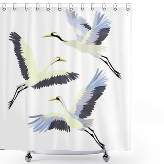 Personality  Crane Silhouette Vector Illustration Shower Curtains