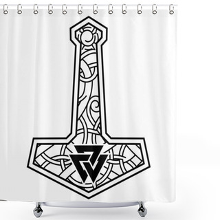 Personality  Thors Hammer - Mjolnir And The Scandinavian Ornament Shower Curtains