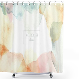 Personality  Abstract Horizontal Watercolor Background. Colorful Hand Painted Stains In Pale, Beige, Yellow, Ivory, Pink, Blue, Grey Colors. Shower Curtains
