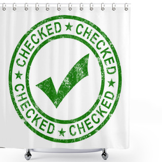 Personality  Checked Stamp With Tick Shows Quality And Excellence Shower Curtains