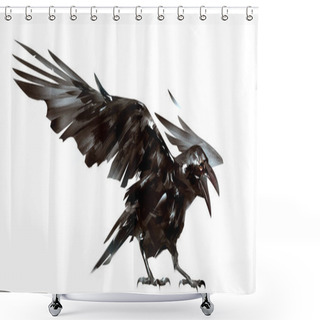 Personality  Drawn Isolated The Bird Raven On The Wing Shower Curtains
