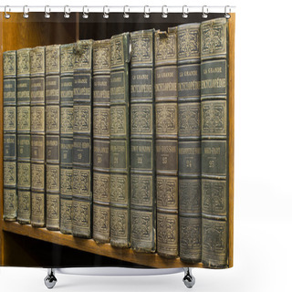 Personality  Old Books On Shelf Shower Curtains
