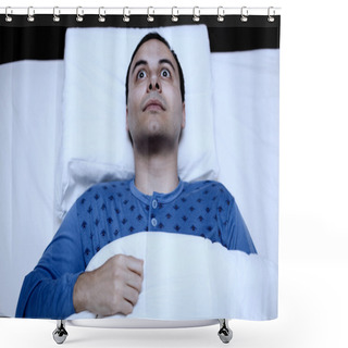 Personality  Insomniac Man Trying To Sleep Shower Curtains