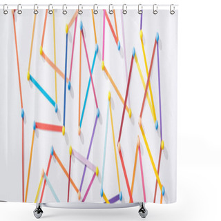 Personality  Top View Of Multicolored Abstract Connected Lines With Pins, Connection And Communication Concept Shower Curtains