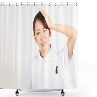 Personality  Young Japanese Nurse Reflects Shower Curtains